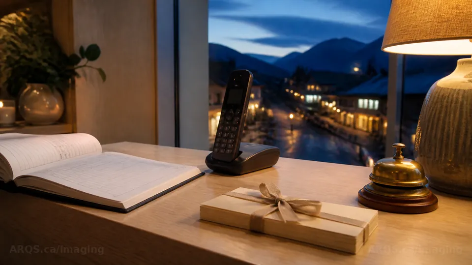 An evening reception counter