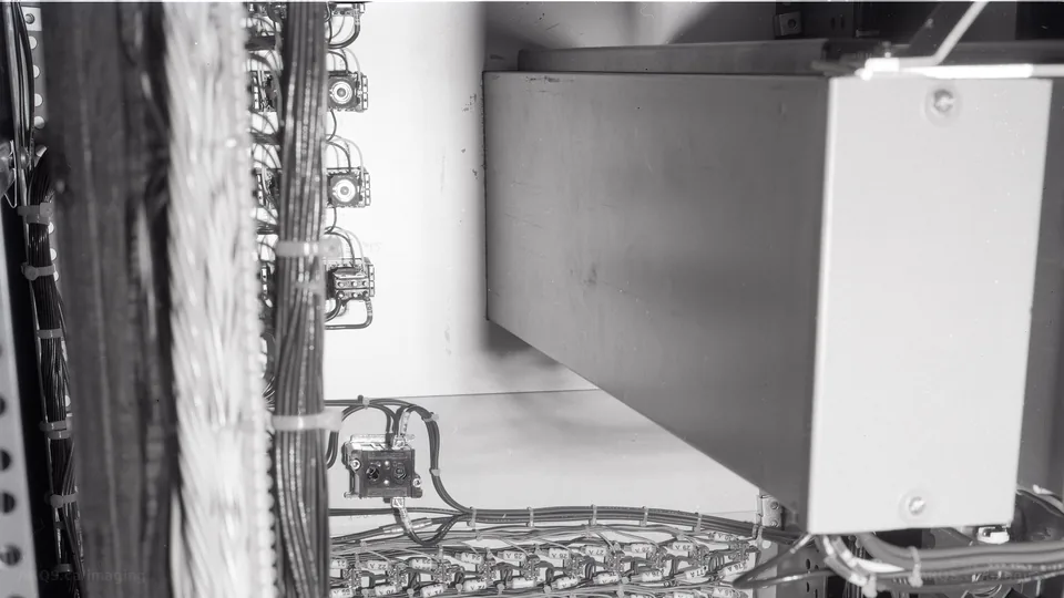 Neatly bundled wiring and terminal blocks inside an industrial control cabinet