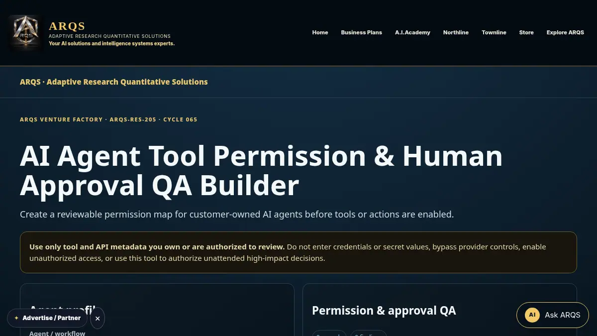 AI Agent Tool Permission & Human Approval QA Builder on /ai-agent-tool-permission-human-approval-qa/