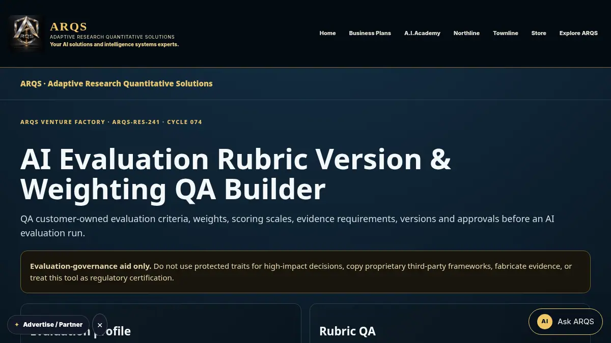 AI Evaluation Rubric Version & Weighting QA Builder on /ai-evaluation-rubric-version-weighting-qa/