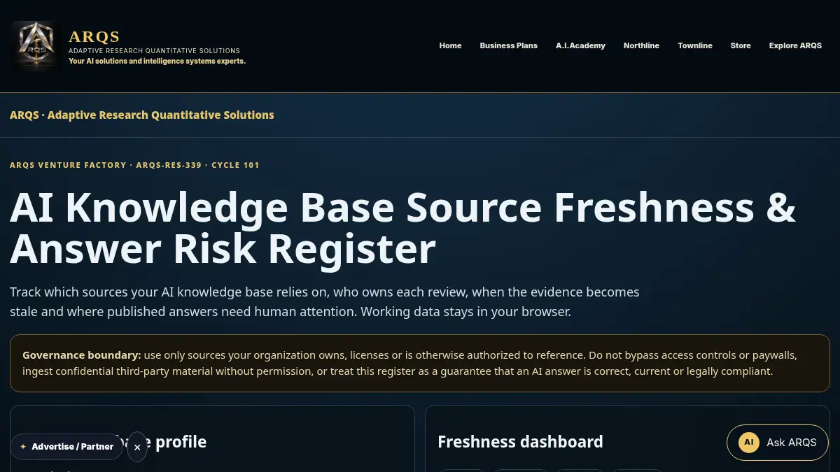 AI Knowledge Base Source Freshness & Answer Risk Register on /ai-knowledge-base-source-freshness-answer-risk-register/