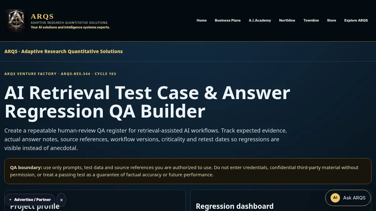 AI Retrieval Test Case & Answer Regression QA Builder on /ai-retrieval-test-case-answer-regression-qa-builder/