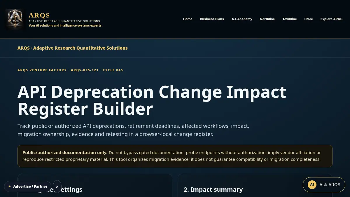 API Deprecation Change Impact Register Builder on /api-deprecation-change-impact-register/