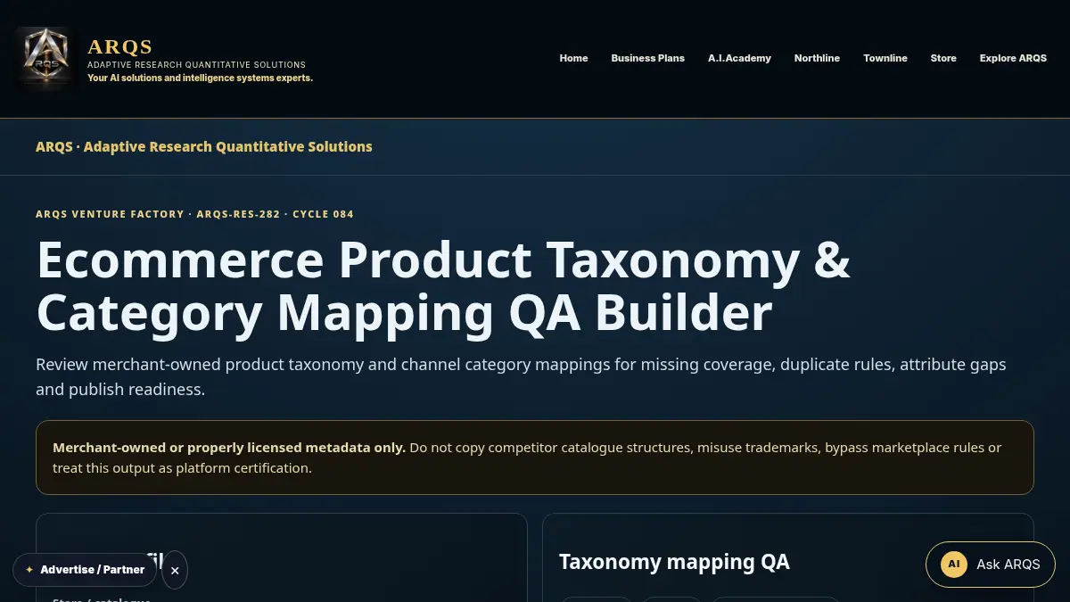 Ecommerce Product Taxonomy & Category Mapping QA Builder on /ecommerce-product-taxonomy-category-mapping-qa/