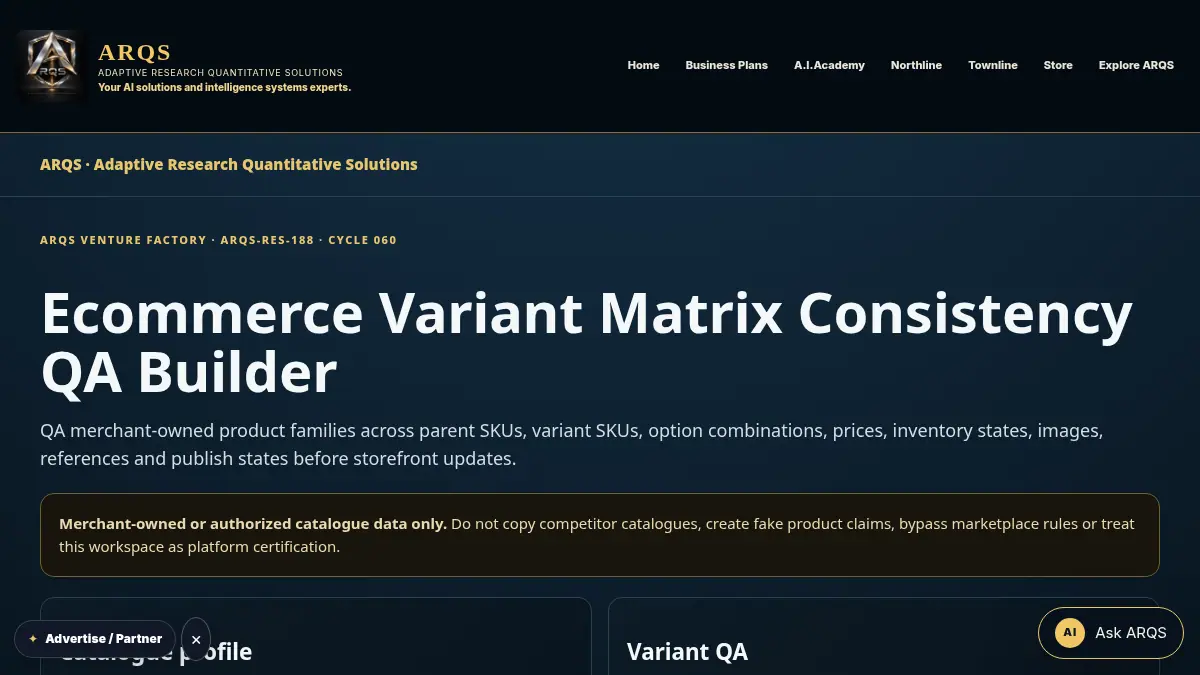 Ecommerce Variant Matrix Consistency QA Builder on /ecommerce-variant-matrix-consistency-qa/