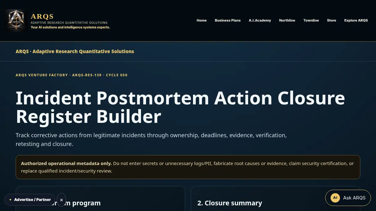 Incident Postmortem Action Closure Register Builder on /incident-postmortem-action-closure-register/