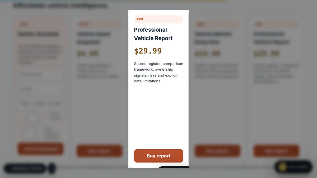 ARQS Auto Intelligence: Professional Vehicle Report on /intelligence/auto/#reports