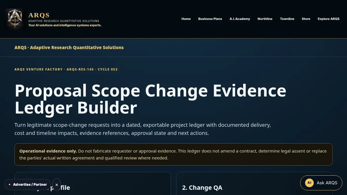 Proposal Scope Change Evidence Ledger Builder on /proposal-scope-change-evidence-ledger/