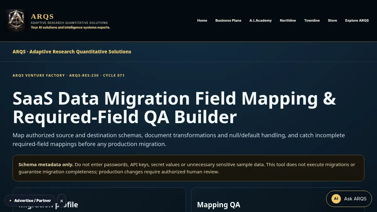 SaaS Data Migration Field Mapping & Required-Field QA Builder on /saas-data-migration-field-mapping-required-field-qa/