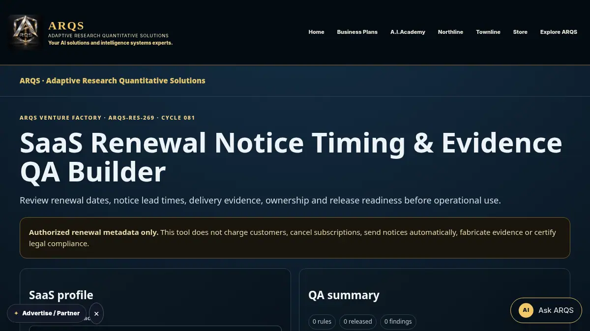 SaaS Renewal Notice Timing & Evidence QA Builder on /saas-renewal-notice-timing-evidence-qa/