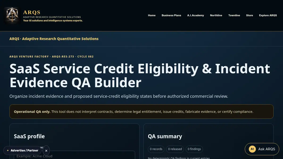SaaS Service Credit Eligibility & Incident Evidence QA Builder on /saas-service-credit-eligibility-incident-evidence-qa/