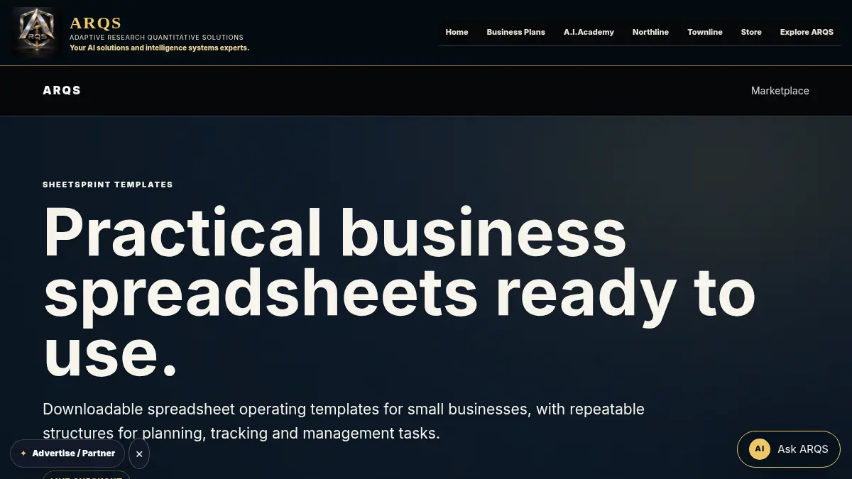 SheetSprint Templates — Business Spreadsheet Operating Packs on /sheetsprint-templates/