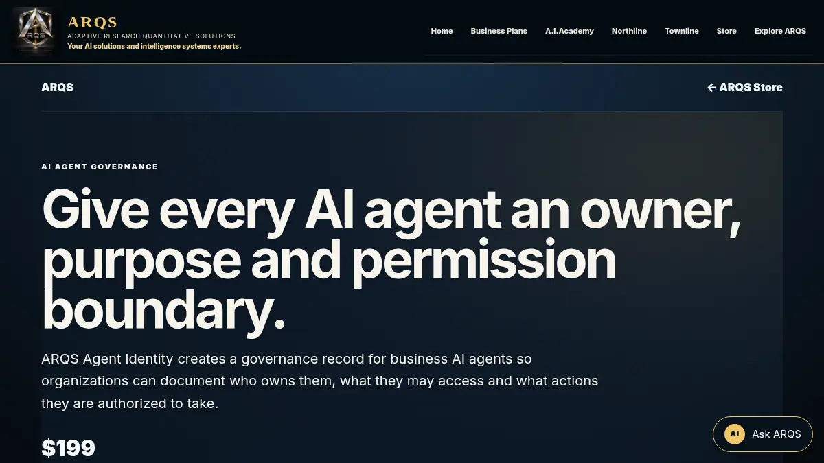ARQS Agent Identity on /shop/agent-identity/