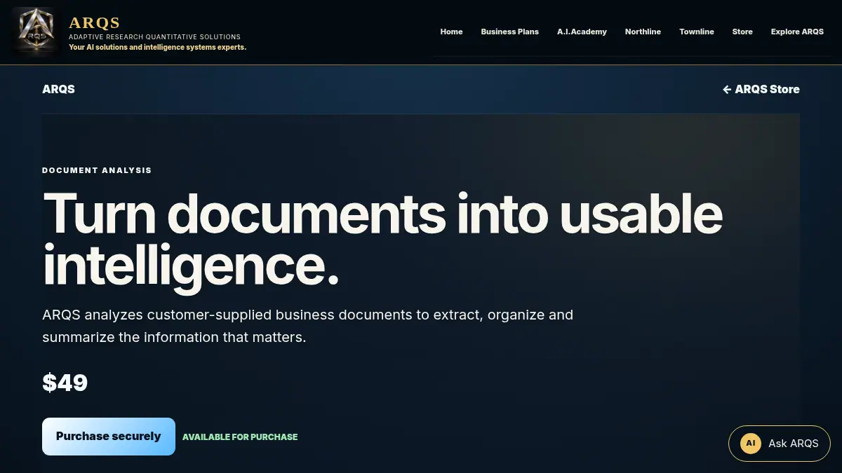 ARQS Document Intelligence on /shop/document-intelligence/
