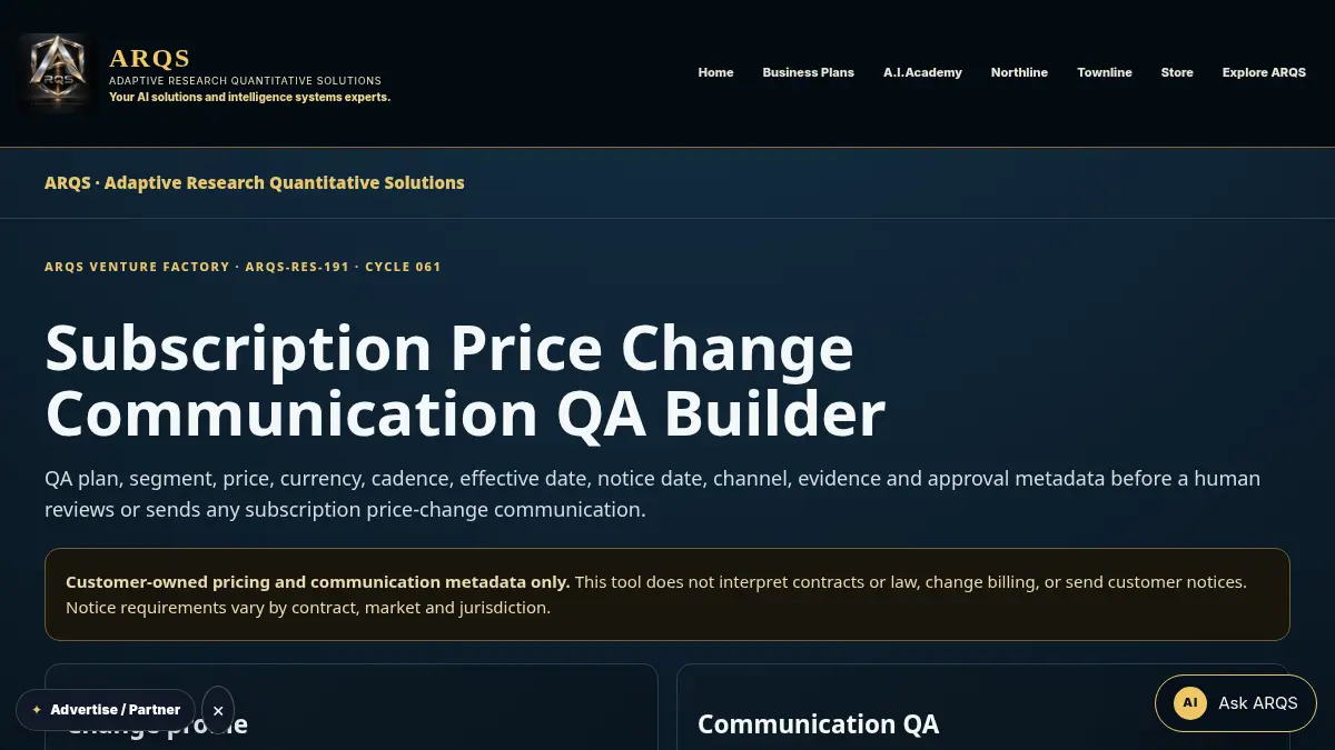 Subscription Price Change Communication QA Builder on /subscription-price-change-communication-qa/