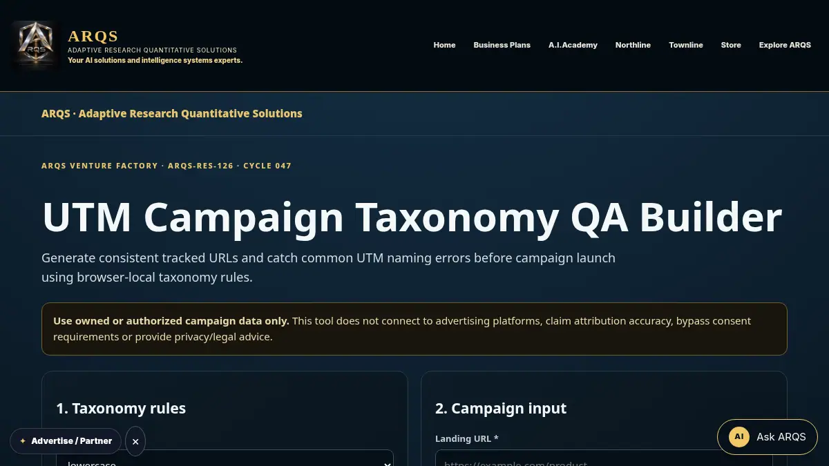 UTM Campaign Taxonomy QA Builder on /utm-campaign-taxonomy-qa/