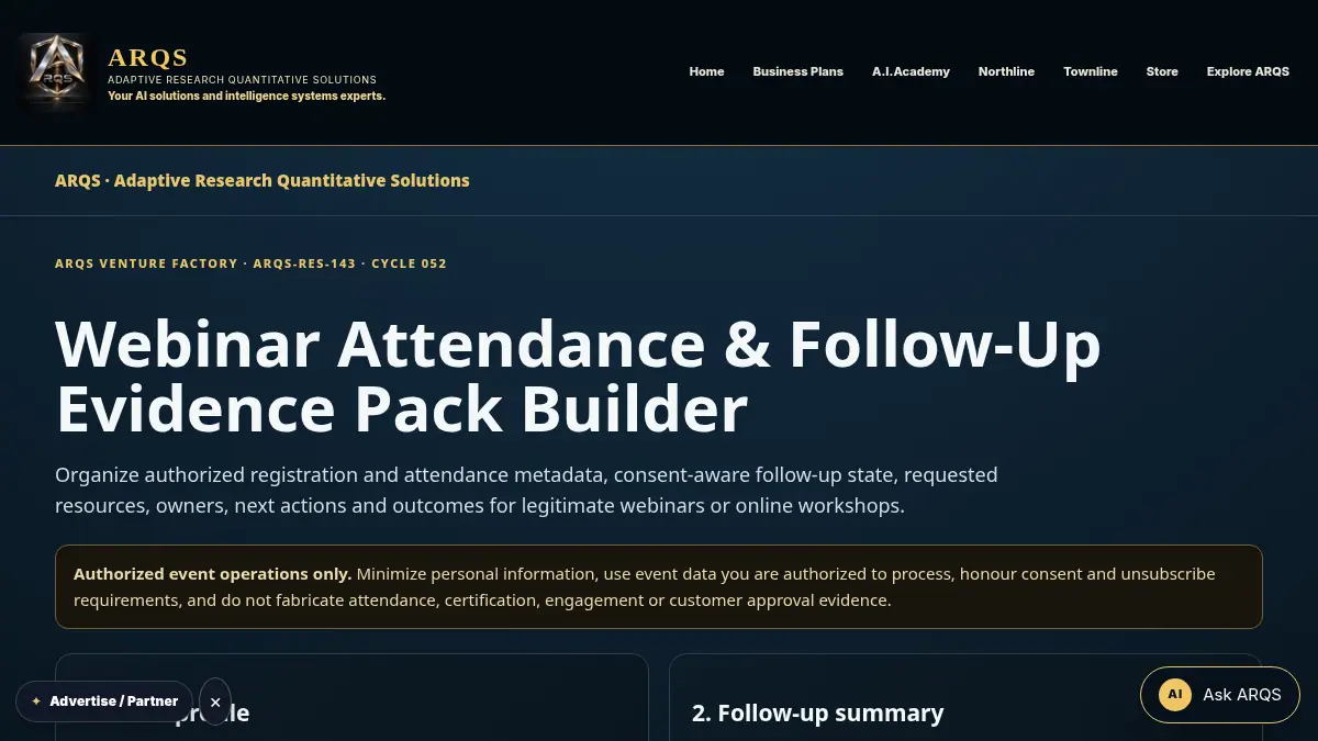 Webinar Attendance & Follow-Up Evidence Pack Builder on /webinar-attendance-follow-up-evidence-pack/
