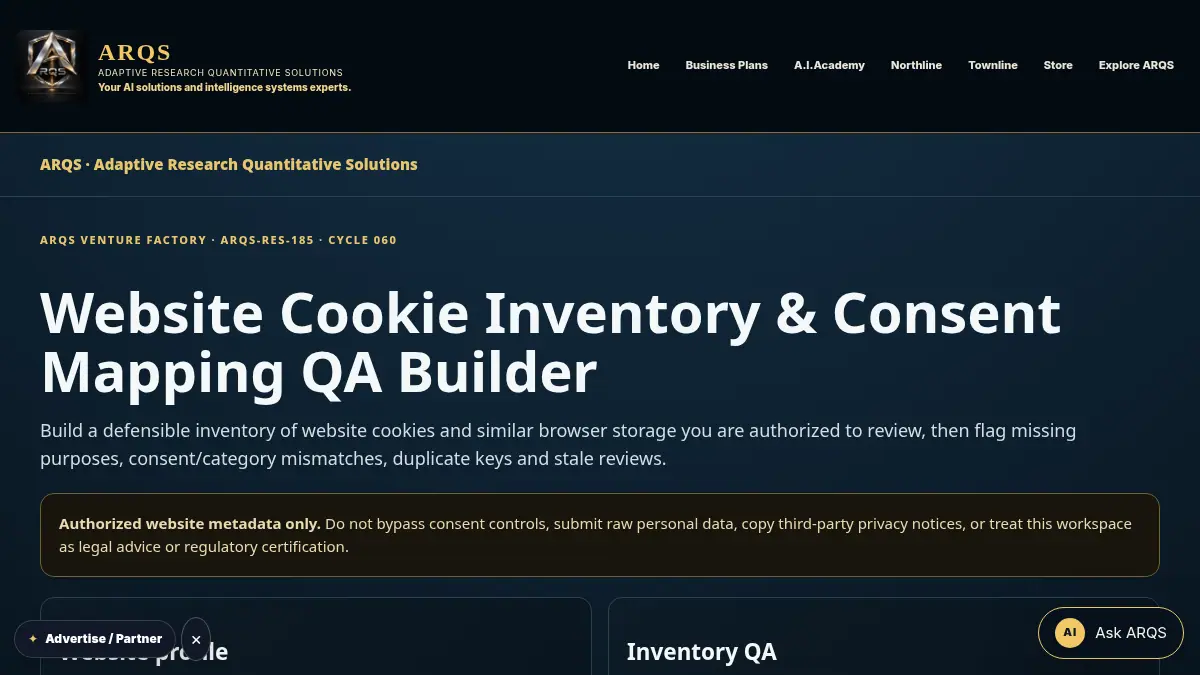 Website Cookie Inventory & Consent Mapping QA Builder on /website-cookie-inventory-consent-mapping-qa/