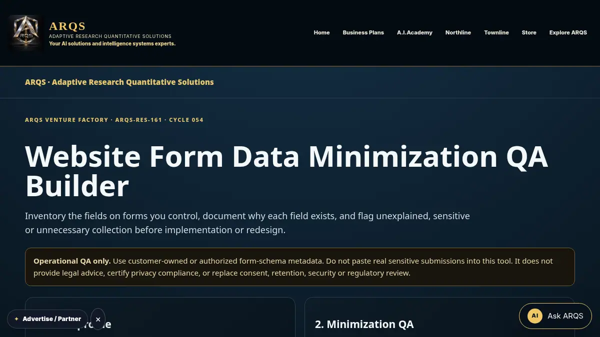 Website Form Data Minimization QA Builder on /website-form-data-minimization-qa/