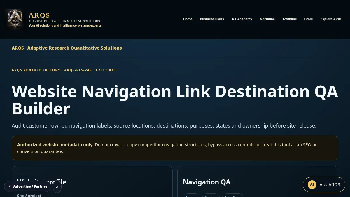 Website Navigation Link Destination QA Builder on /website-navigation-link-destination-qa/