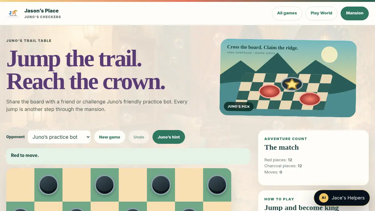 Juno’s Checkers on /jasons-place/play/arcade/checkers/