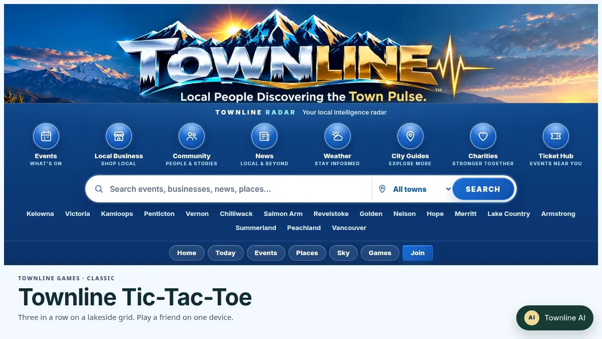 Townline Tic-Tac-Toe on /townline/games/tic-tac-toe/