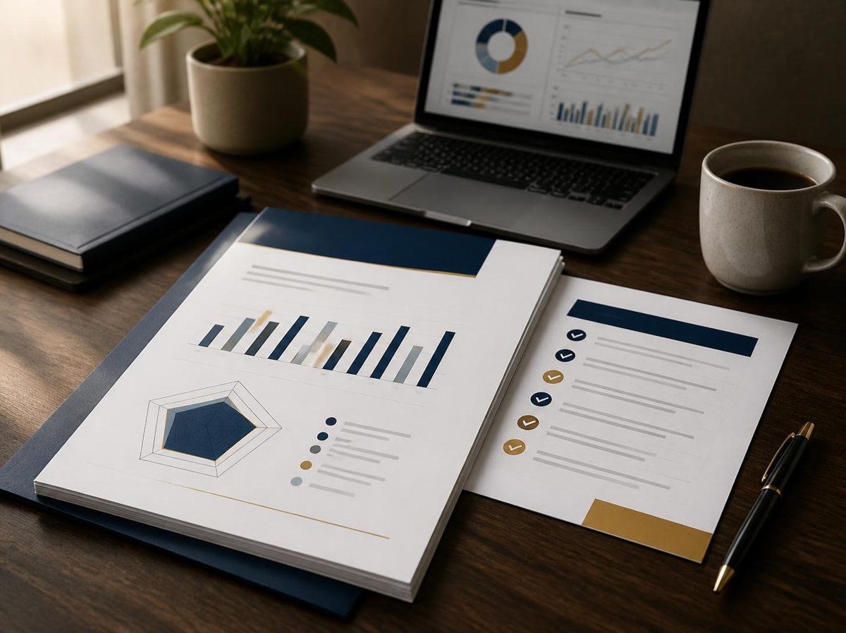 Audit report, readiness charts and checklist on a desk