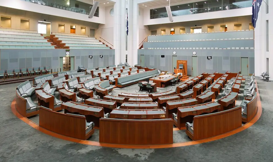 The House of Representatives chamber at Parliament House in Canberra