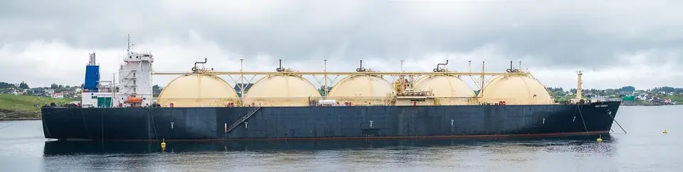 An LNG tanker at anchor