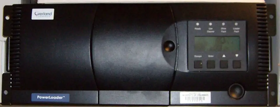 A tape backup library used for data storage