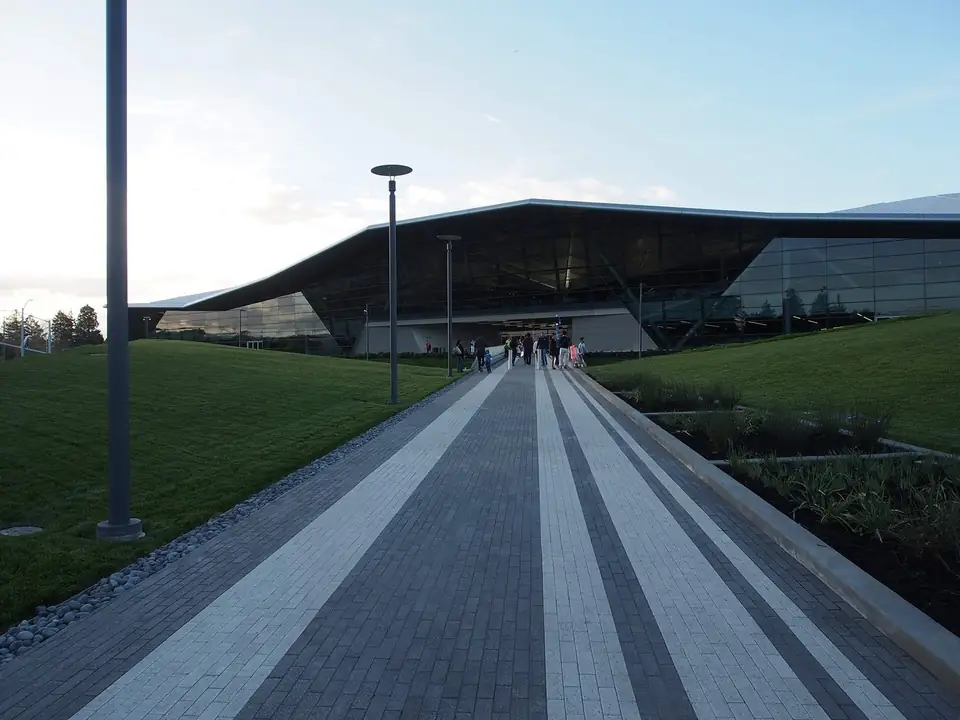 The approach to Nvidia's Endeavor building at its Santa Clara headquarters