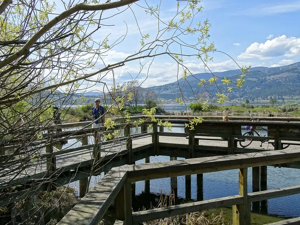 Lakeshore park boardwalk in downtown Kelowna
