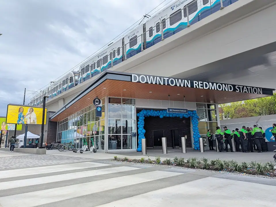 The Downtown Redmond light rail station in Redmond, Wash