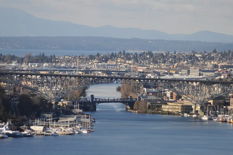 The Fremont Cut of the Lake Washington Ship Canal in Seattle