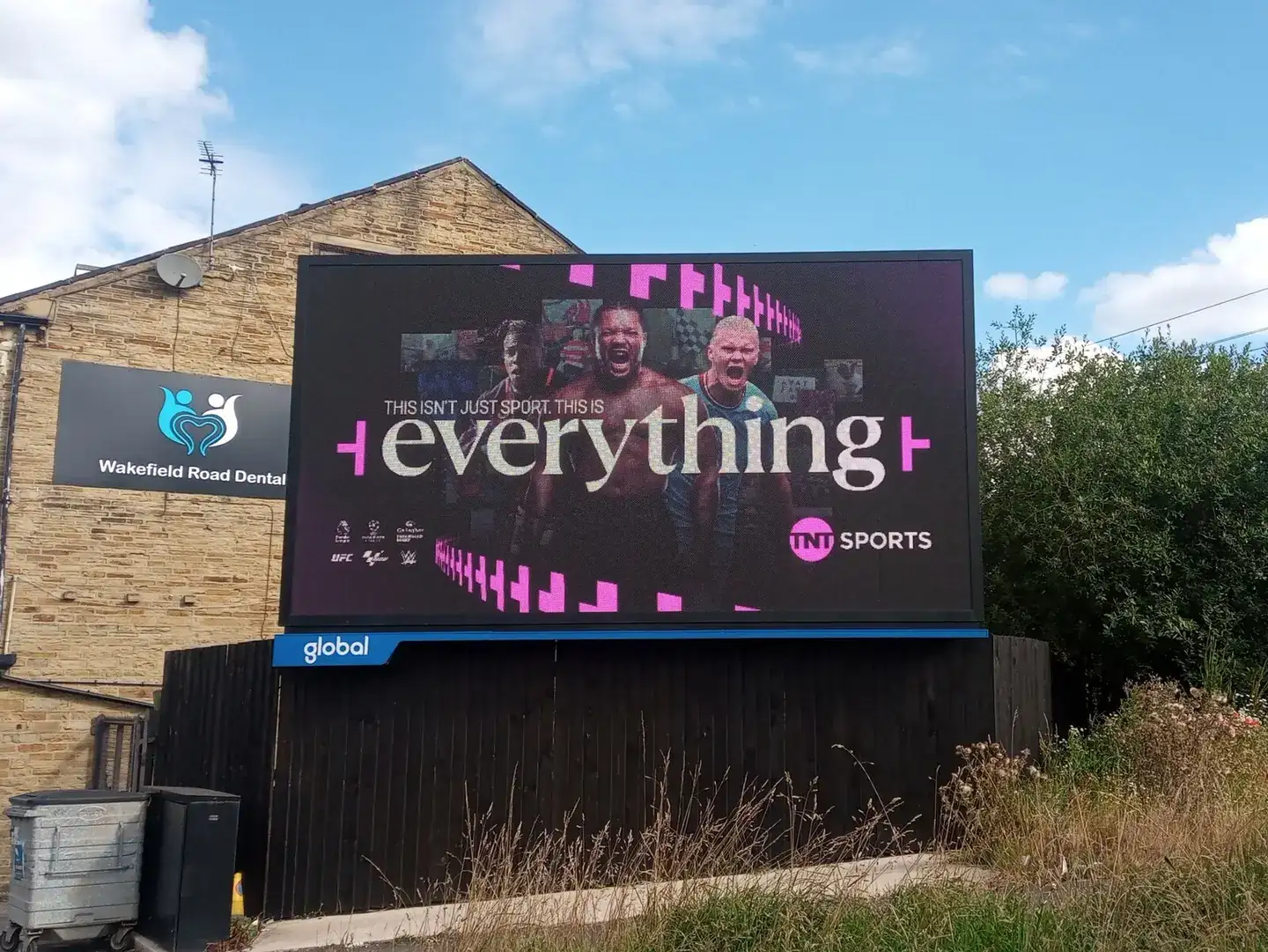 A digital billboard in Bradford, England