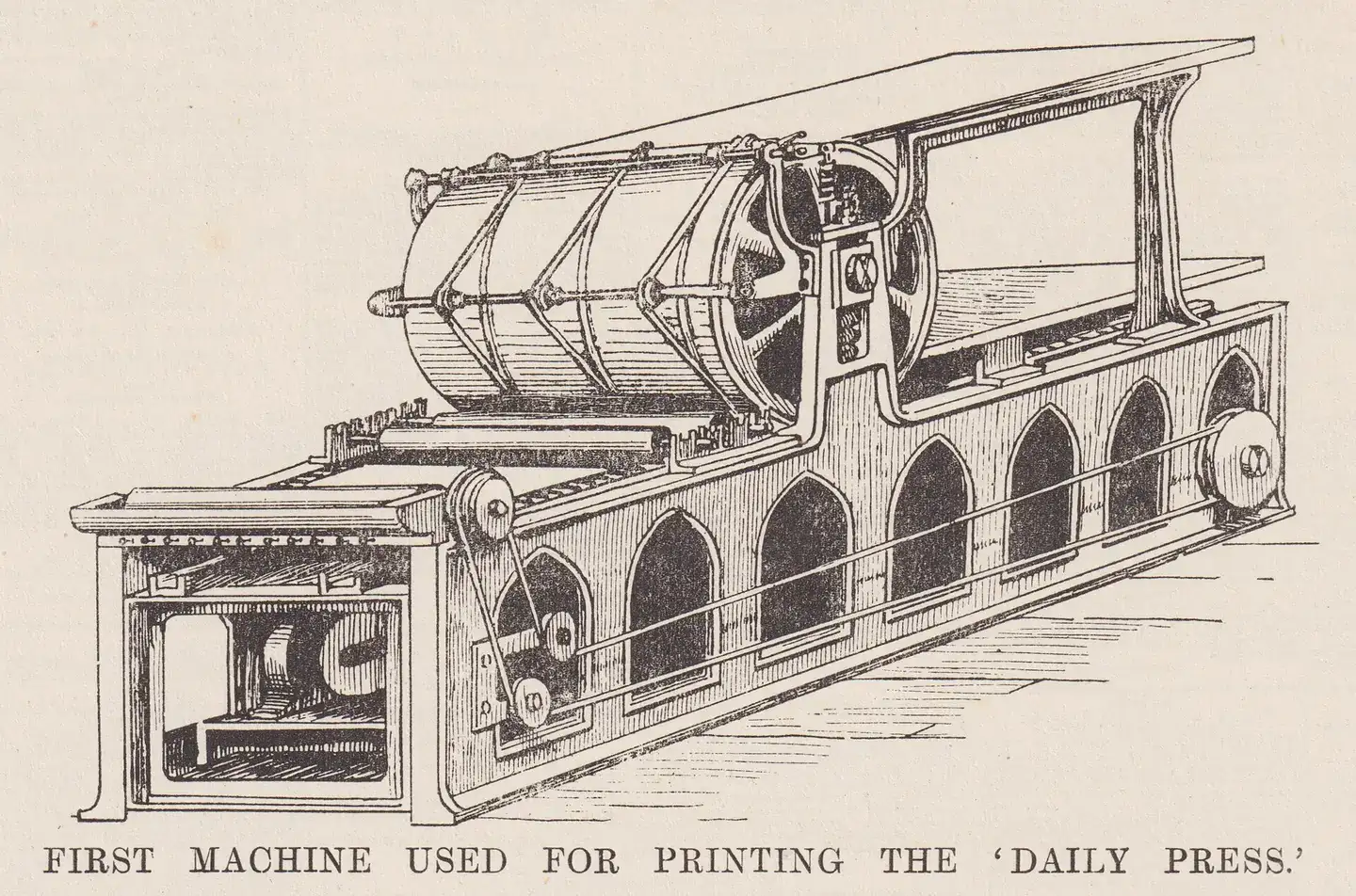 First machine used for printing the 'Daily Press', Bristol, 1858