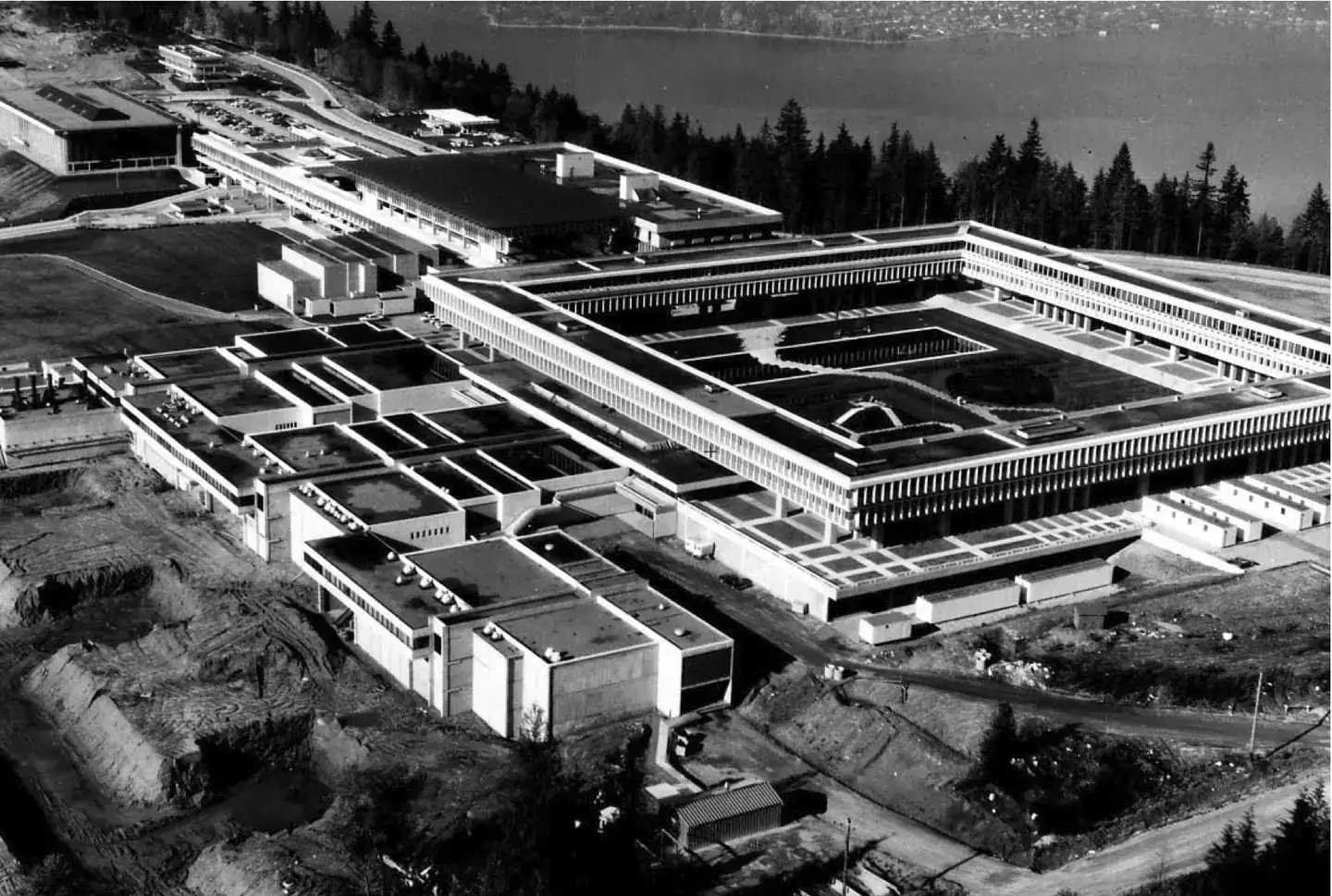Aerial view of Simon Fraser University, Burnaby (1967)