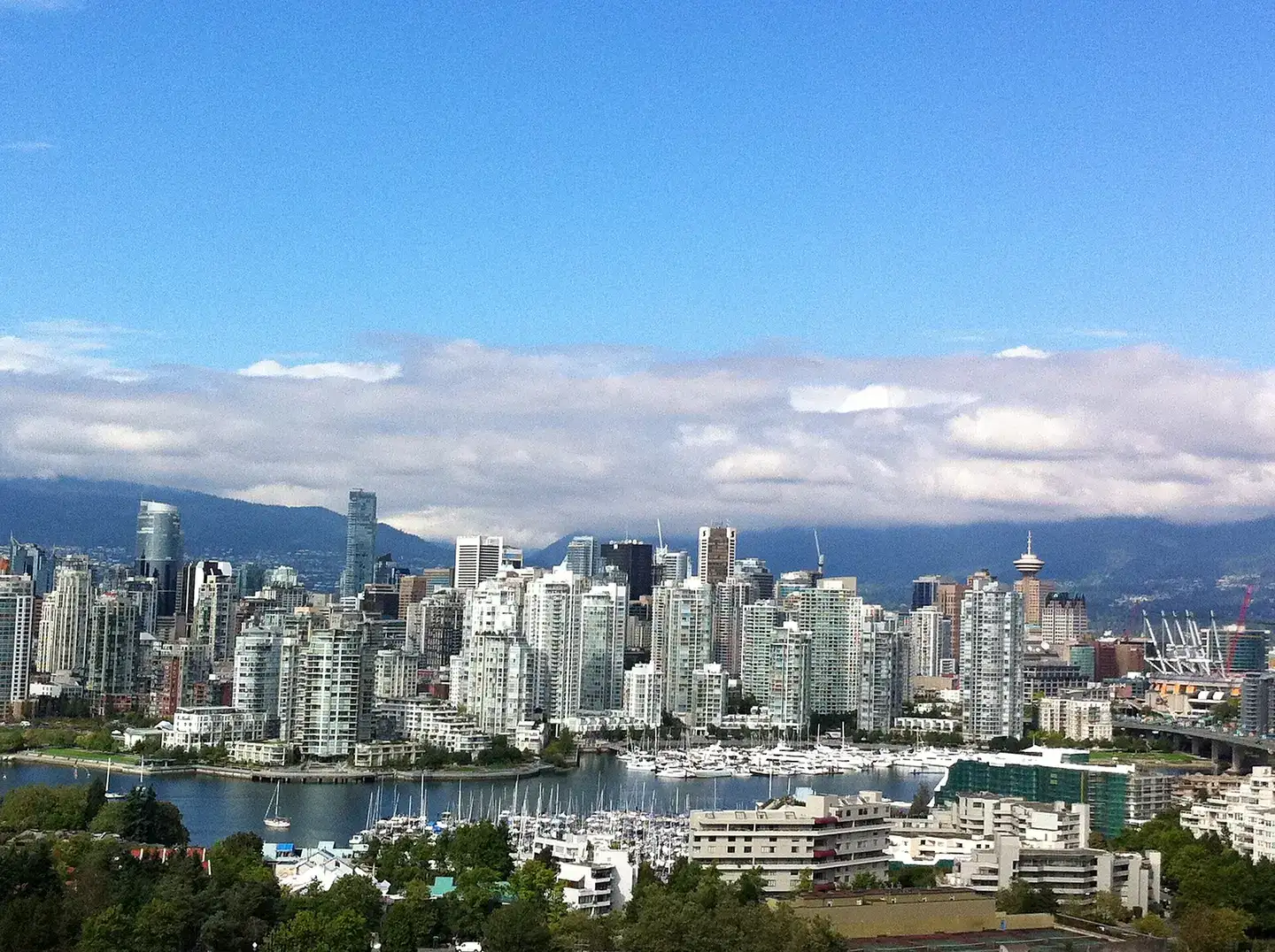 Vancouver skyline and mountains, facing North