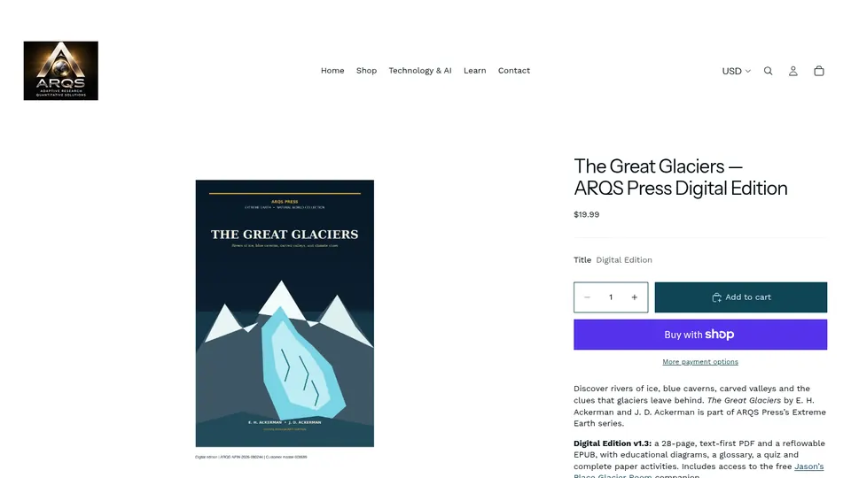 The Great Glaciers approved digital edition cover by E. H. Ackerman and J. D. Ackerman