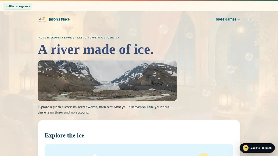 Educational schematic showing mountain snow, flowing glacier ice and rock debris; not to scale