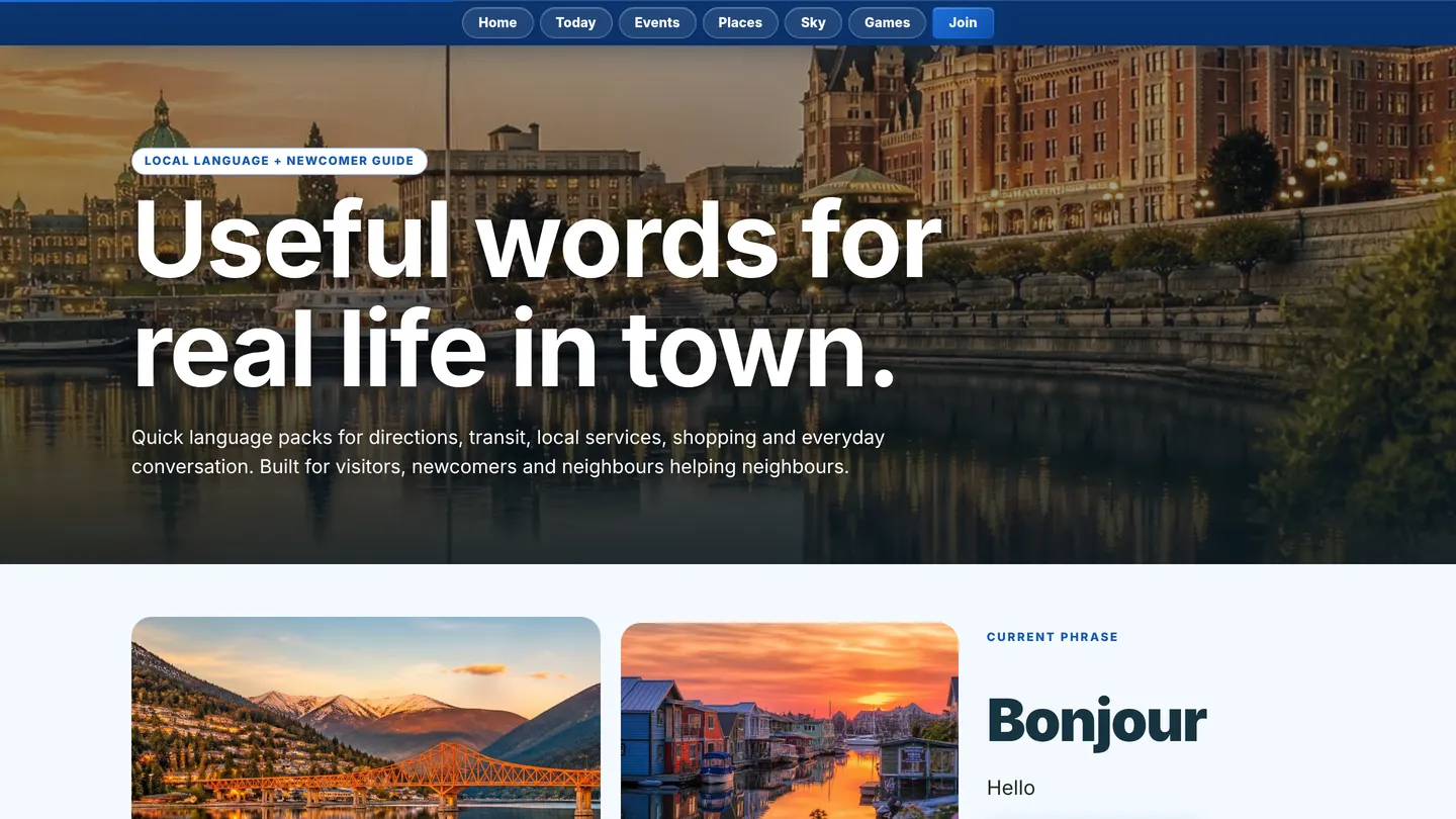Screenshot of the live page at arqs.ca/townline/languages
