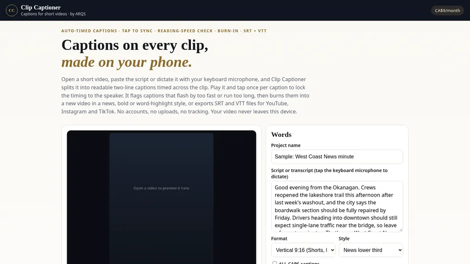 Clip Captioner — 1 Month Access