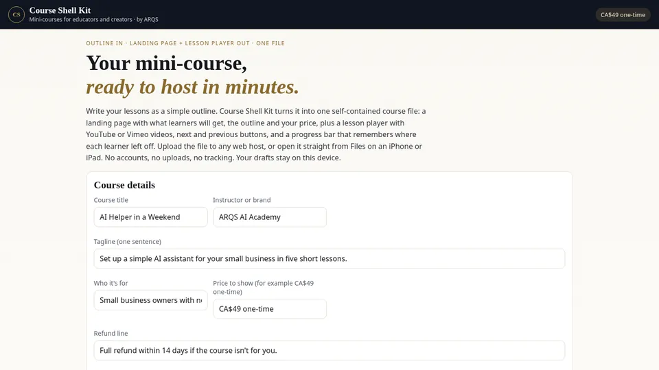 Course Shell Kit — Lifetime Access