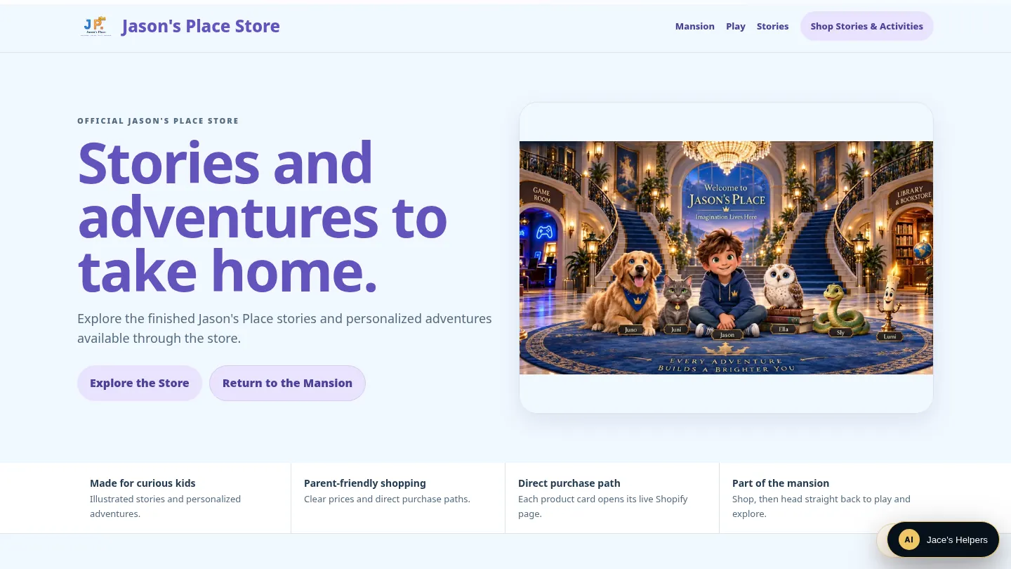 Screenshot of the live page at arqs.ca/jasons-place/store