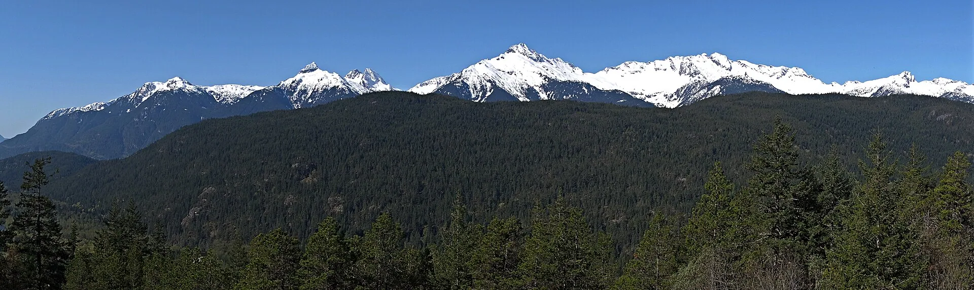 The Tantalus Range from the Sea-to-Sky Highway, B.C., a route where cell coverage can be patchy.